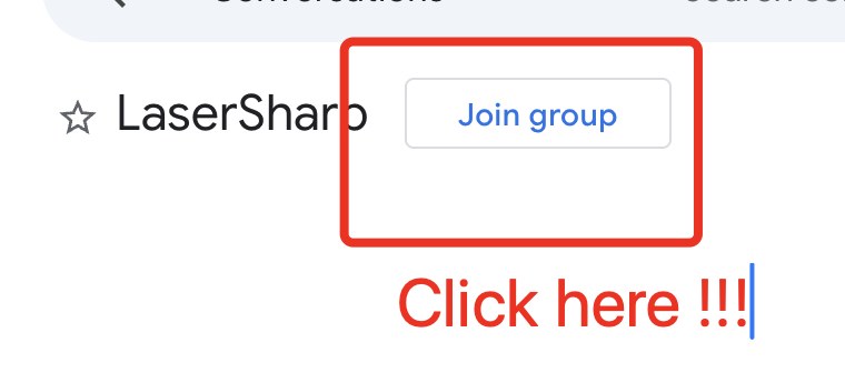 The LaserSharp Google Group once signed in, with the Join group button circled